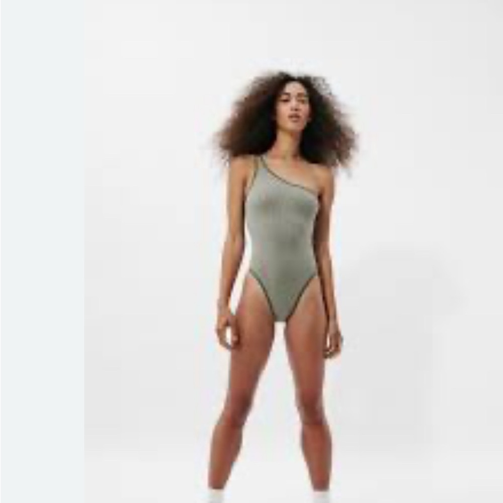 Nagnata Ryo Asym One-Shoulder Bodysuit Eucalyptus Fern Green XS/S